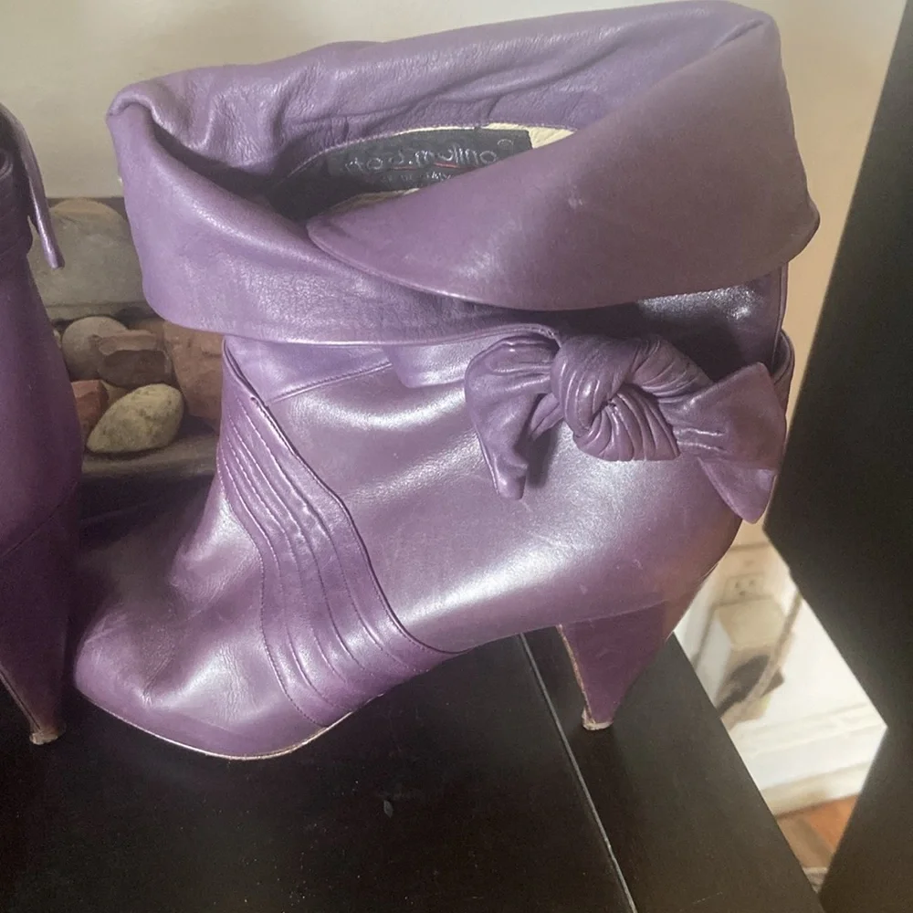 RARE vintage Alberto D. Molina ankle boots, violet purple buttery leather - Picture 7 of 13